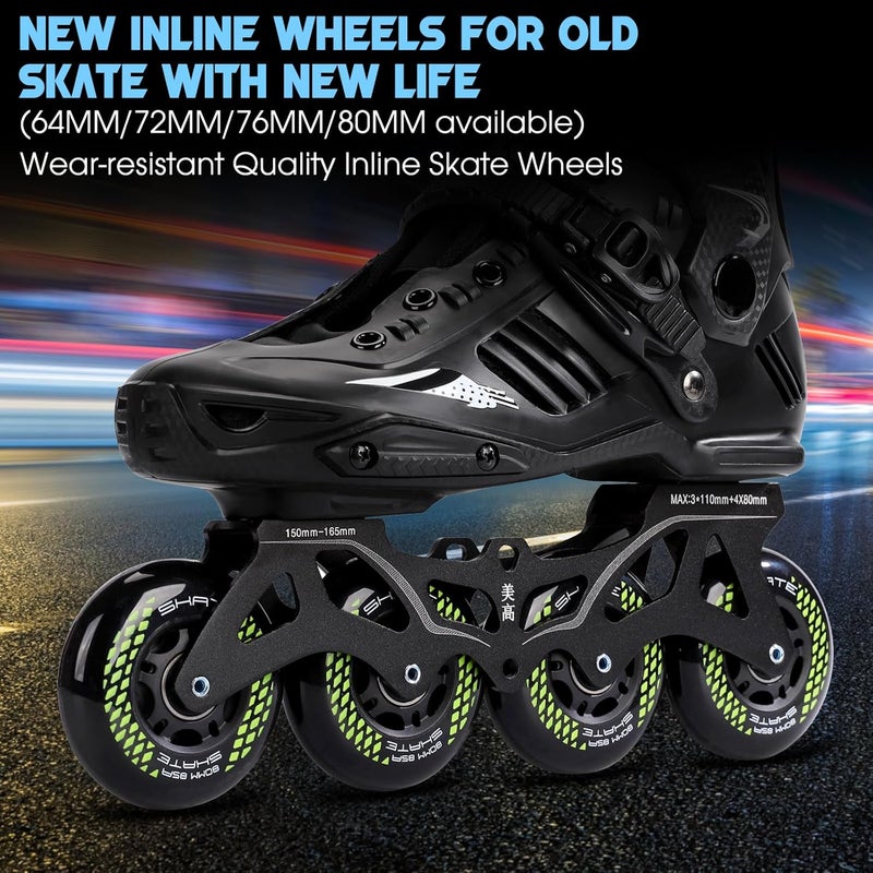 Kutrick 8 Pack Inline Skate Wheels 64mm, 70mm, 72mm, 76mm, 80mm - ABEC9 Bearing - 85A Durometer PU - Compatible with Rollerblade, Roller Derby, K2 Skate - Image 4